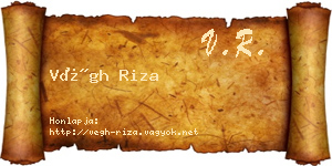 Végh Riza névjegykártya